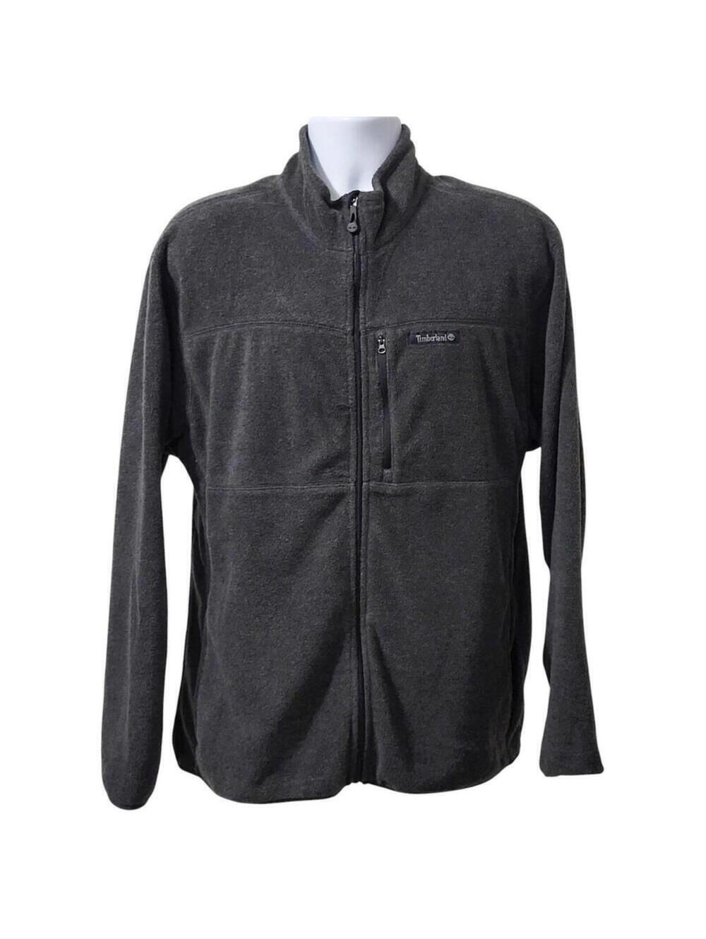 Timberland Fleece Jacket Men's Size Large Charcoal Grey Full Zip 100% Polyester